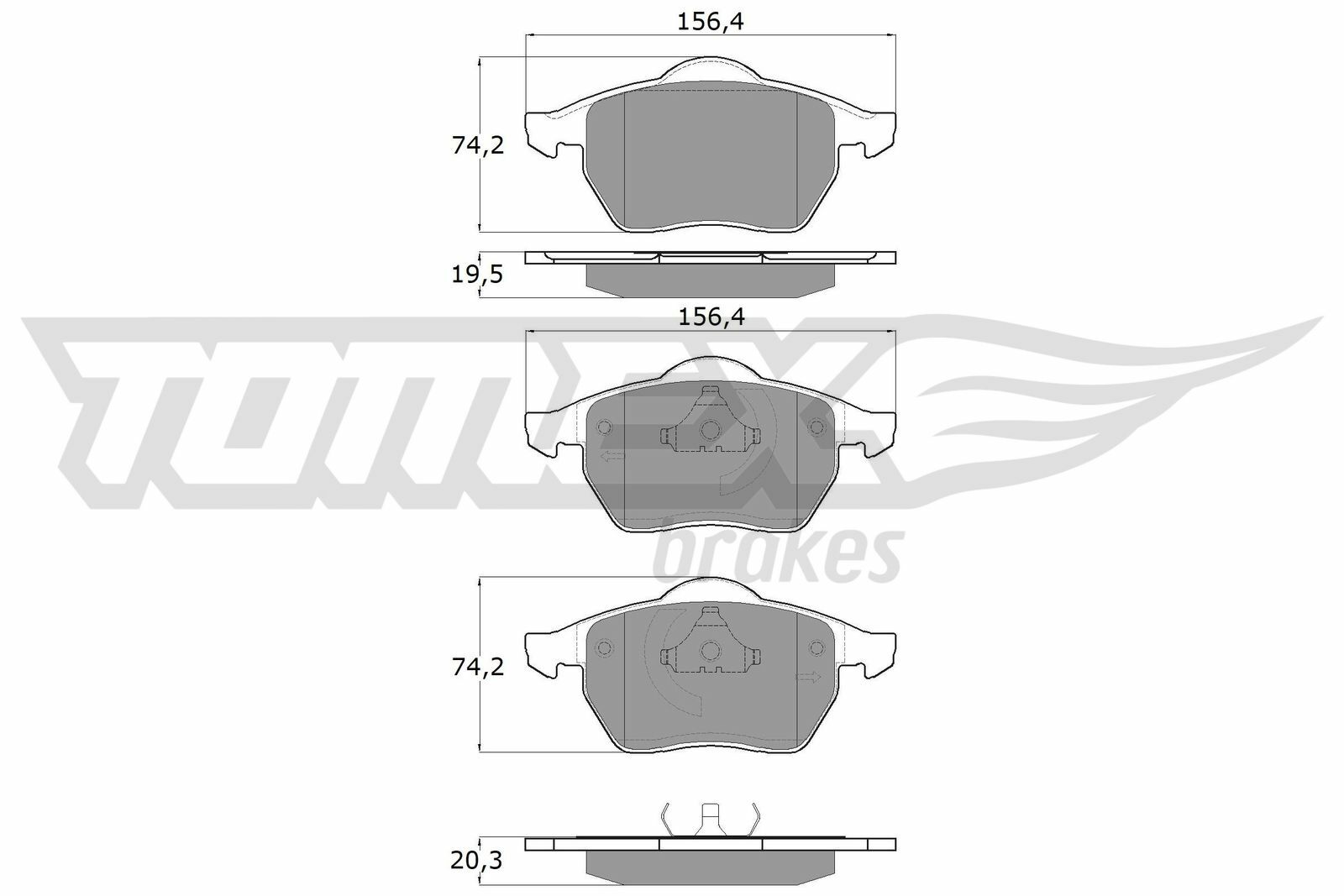 Sada brzdových destiček, kotoučová brzda TOMEX Brakes